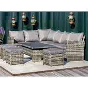 Rosen 9 Seater Rattan Garden Dining Set With Aluminium Lift-Up Table