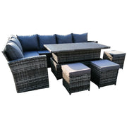 Rosen 9 Seater Rattan Garden Dining Set With Aluminium Lift-Up Table