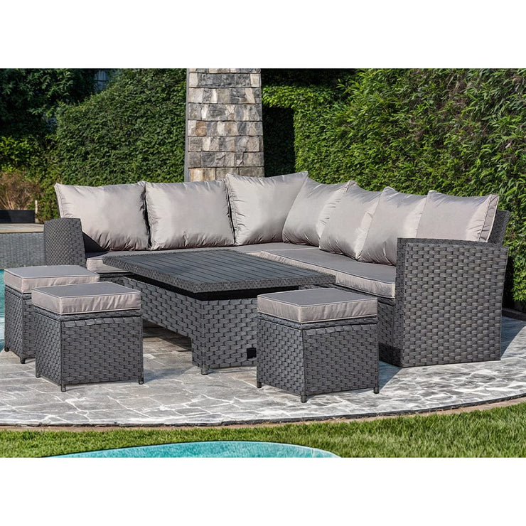 Rosen 9 Seater Rattan Garden Dining Set With Aluminium Lift-Up Table