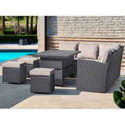 Rosen 9 Seater Rattan Garden Dining Set With Aluminium Lift-Up Table