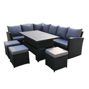 Rosen 9 Seater Rattan Garden Dining Set With Aluminium Lift-Up Table