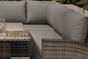 Rosen 9 Seater Fire Pit Rattan Garden Furniture Corner Sofa Cube Set With 2 Benches In Grey