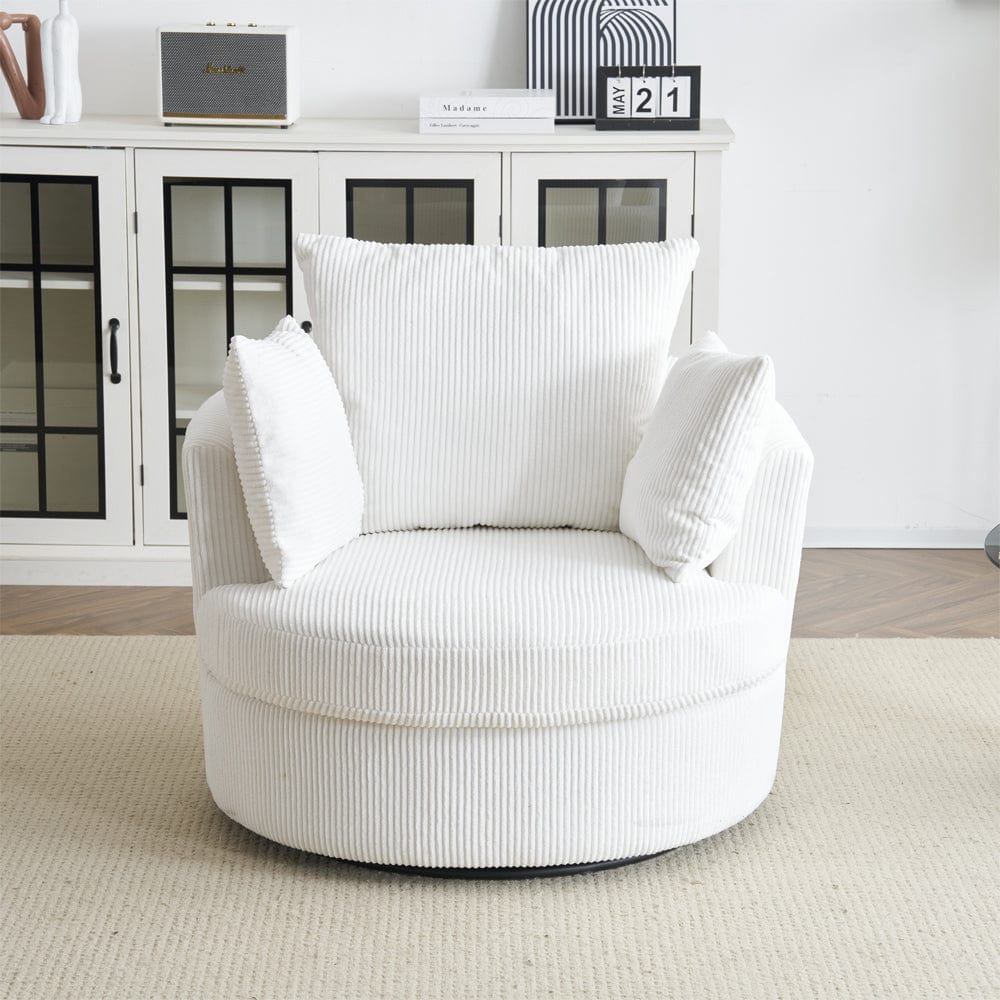 Ruth Corduroy Swivel Armchair With Scatter Cushions