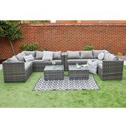 Vancouver 10 Seater Rattan Corner Sofa Patio With Fire Pit Option Set