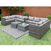 Vancouver 10 Seater Rattan Corner Sofa Patio With Fire Pit Option Set