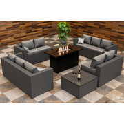 Vancouver 10 Seater Rattan Corner Sofa Patio With Fire Pit Option Set