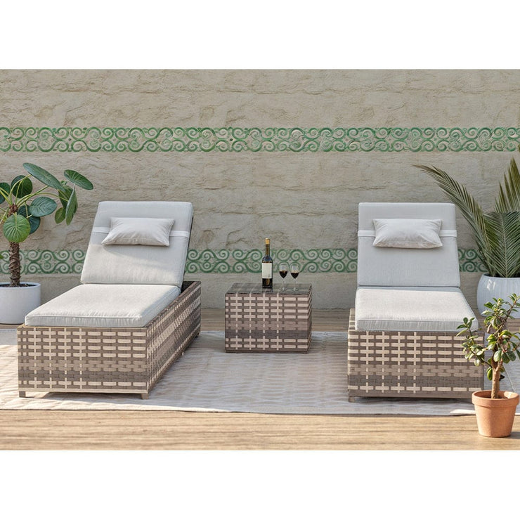 Vancouver Rattan Sun Lounger Set In Grey