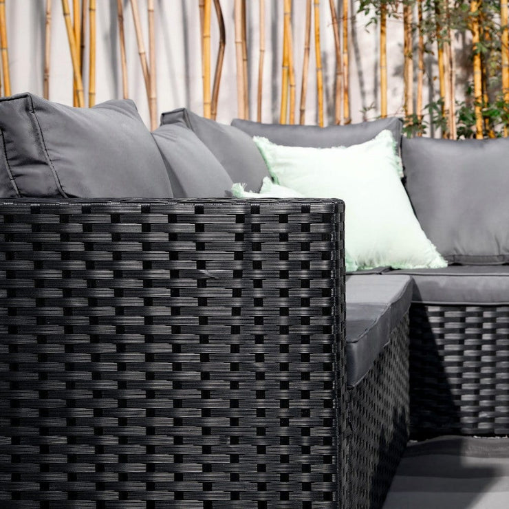 Vancouver 6 Seater Modular Rattan Sofa Set In Black