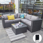 Vancouver 5 Seater Black Rattan Corner Sofa Patio Set