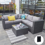 Vancouver 5 Seater Black Rattan Corner Sofa Patio Set