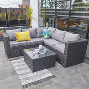 Vancouver 5 Seater Black Rattan Corner Sofa Patio Set