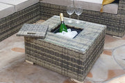 Vancouver Aluminum frame 5 Seater Rattan Garden Furniture Corner Sofa Set With Ice Bucket Coffee Table