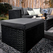 Vancouver 6 Seater Modular Rattan Sofa Set In Black