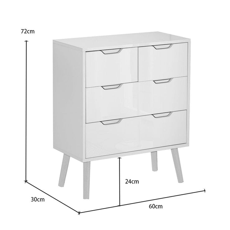 Agata High Gloss 3 Piece Bedroom Set With Chest And Bedside Tables