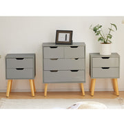 Agata High Gloss 3 Piece Bedroom Set With Chest And Bedside Tables