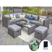 Barcelona Black Modular 8 Seater Rattan Corner Sofa Set