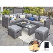 Barcelona Black Modular 8 Seater Rattan Corner Sofa Set