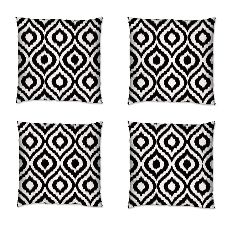 Ashcraft 4 Piece Waterproof Outdoor Scatter Cushions in Black Pattern