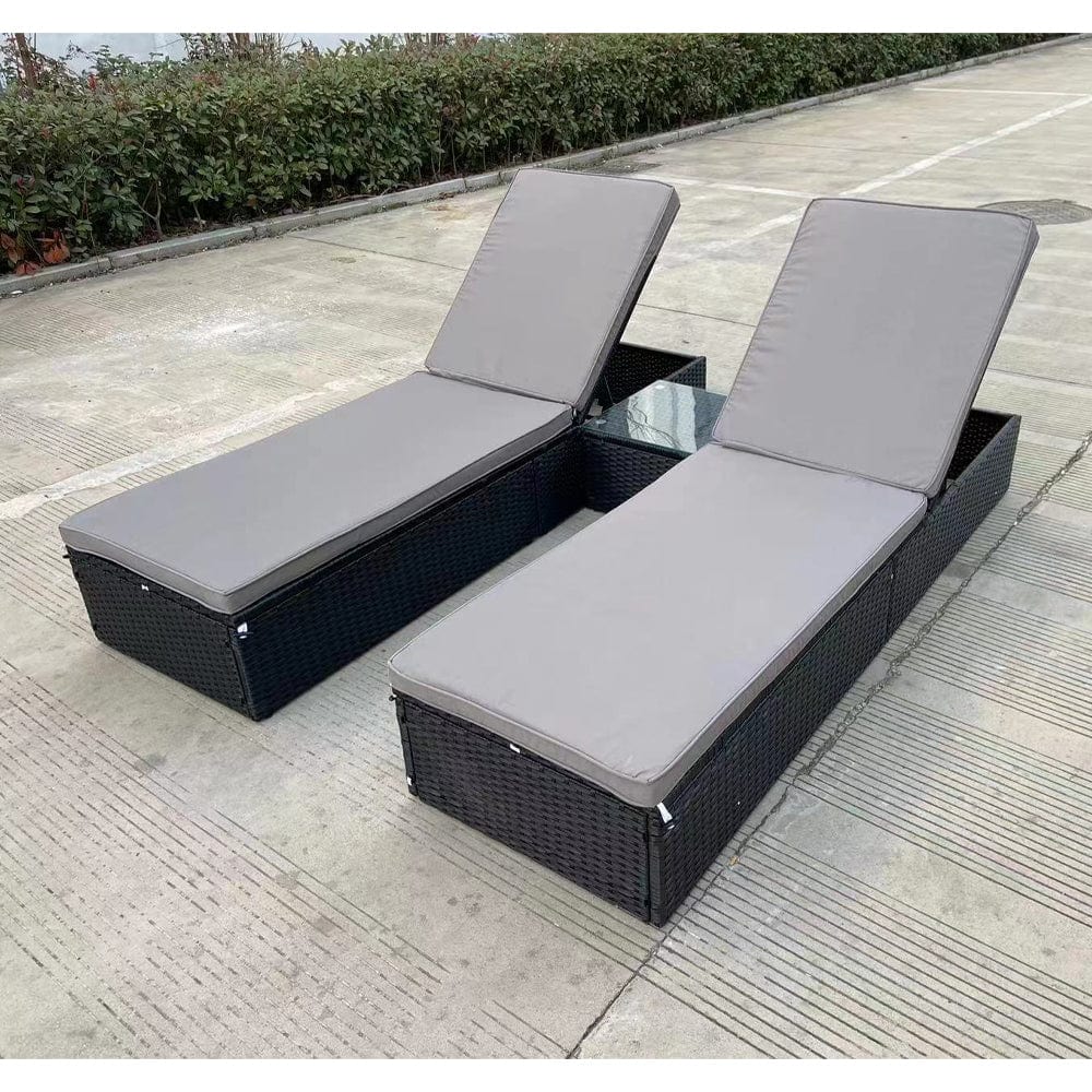 Black rattan sunlounger sale