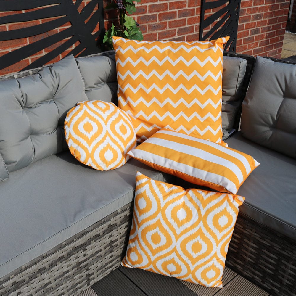 Ashcraft Waterproof Outdoor Scatter Cushion Set in Yellow Pattern