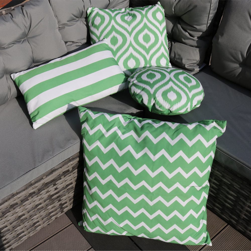 Green and white outdoor cushions best sale