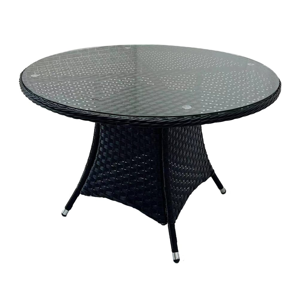 Black rattan round table sale