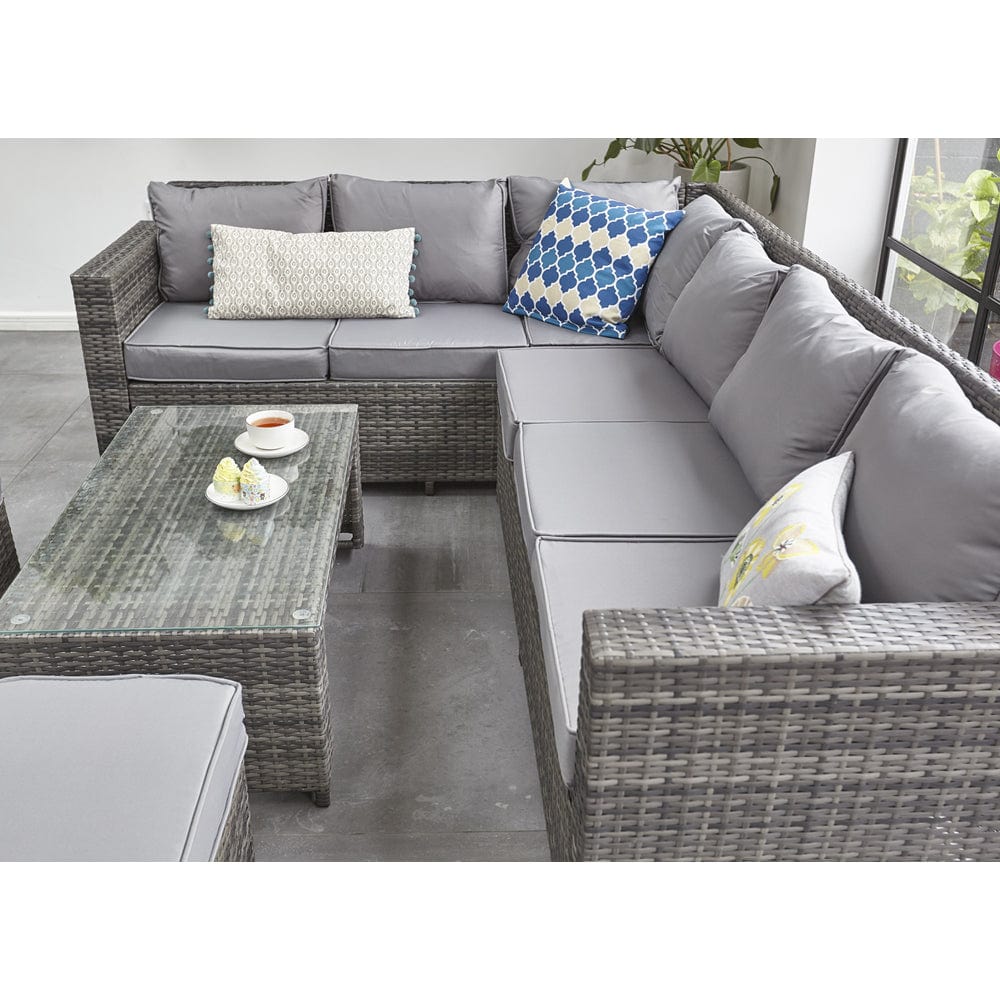 Barcelona Grey Modular 8 Seater Rattan Corner Sofa Set Furniture Maxi