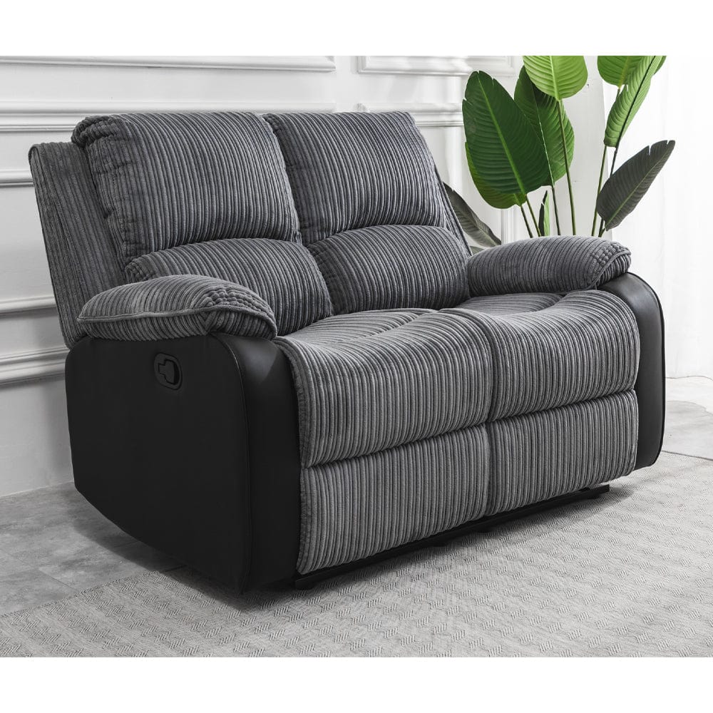 Boston Grey Plush Fabric 2 Seater Recliner