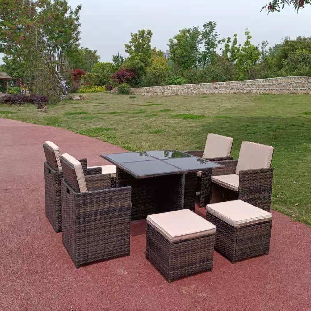 Brown rattan cube deals set