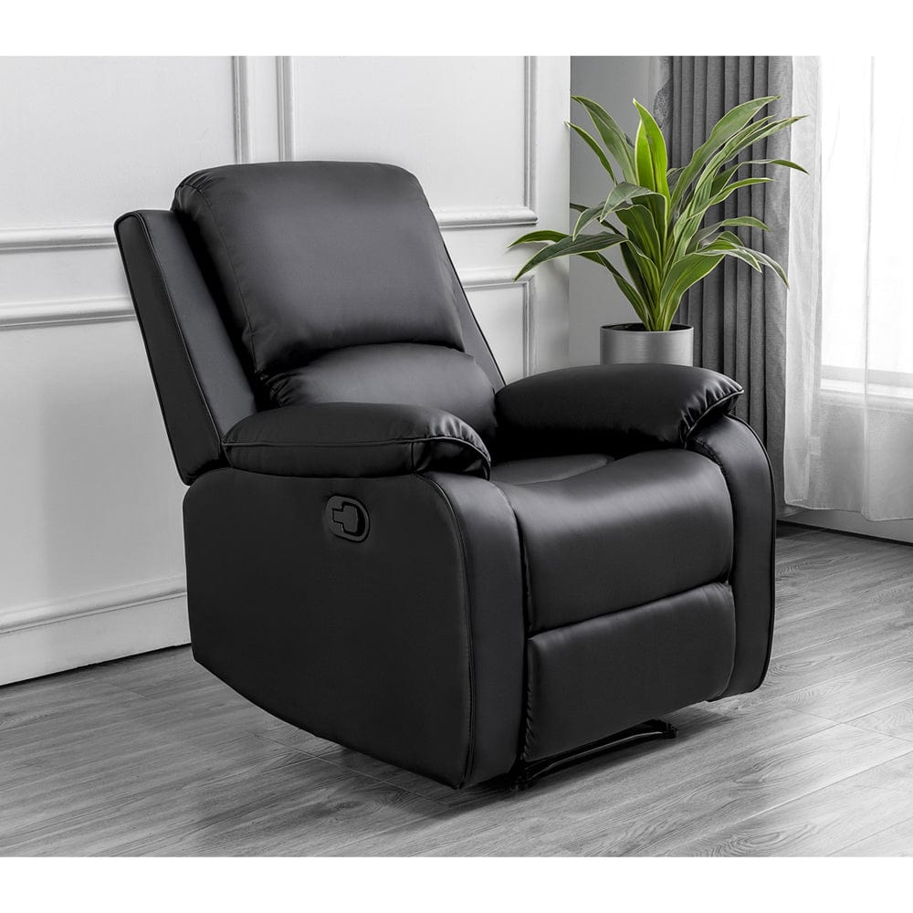 Palermo Black Leather Recliner Armchair Furniture Maxi